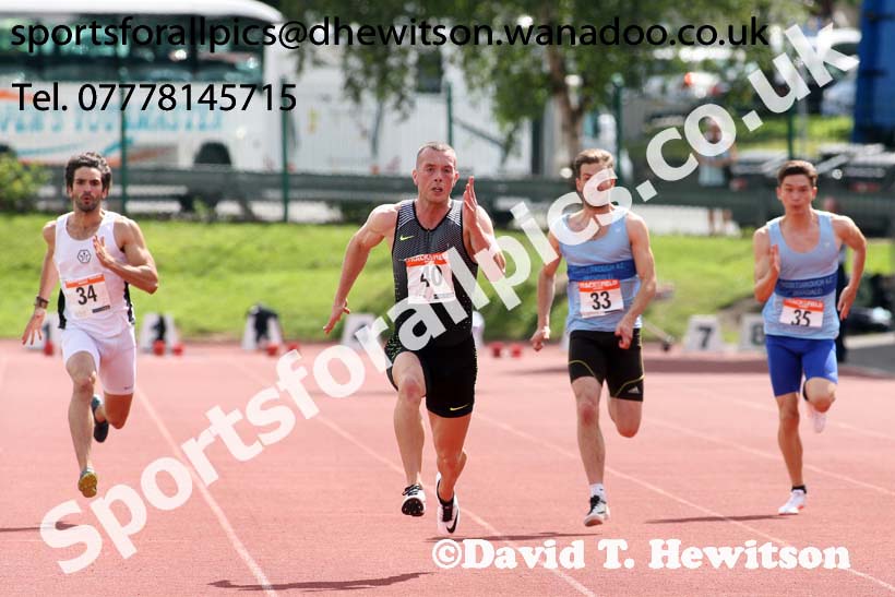 Richard Kilty ran 10.01 sec. in a 100 metres race at Hexham on Saturday, July 16th. Photo: David T. Hewitson/Sports for All Pics